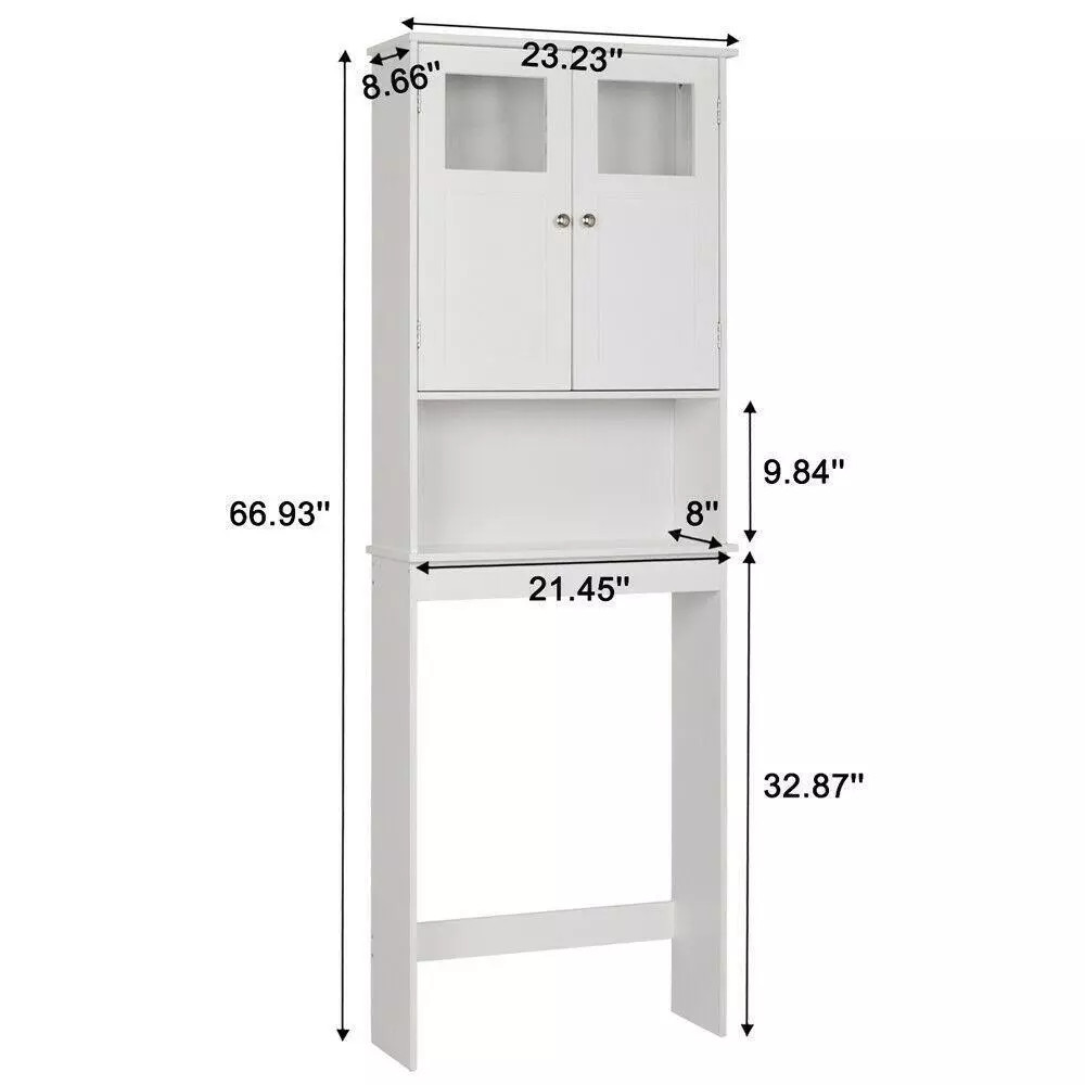 Over The Toilet Storage Cabinet Bathroom Shelf Organizer with Anti-Tip Device