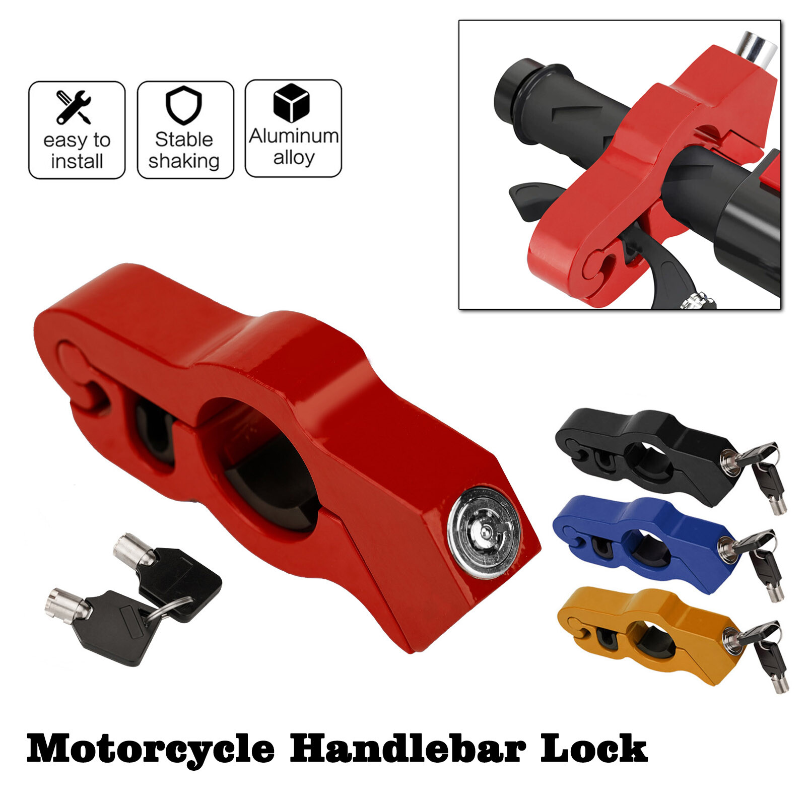 Heavy Duty Motorcycle Anti-Theft Brake Grip Lock For Motorbikes Scooters ATV