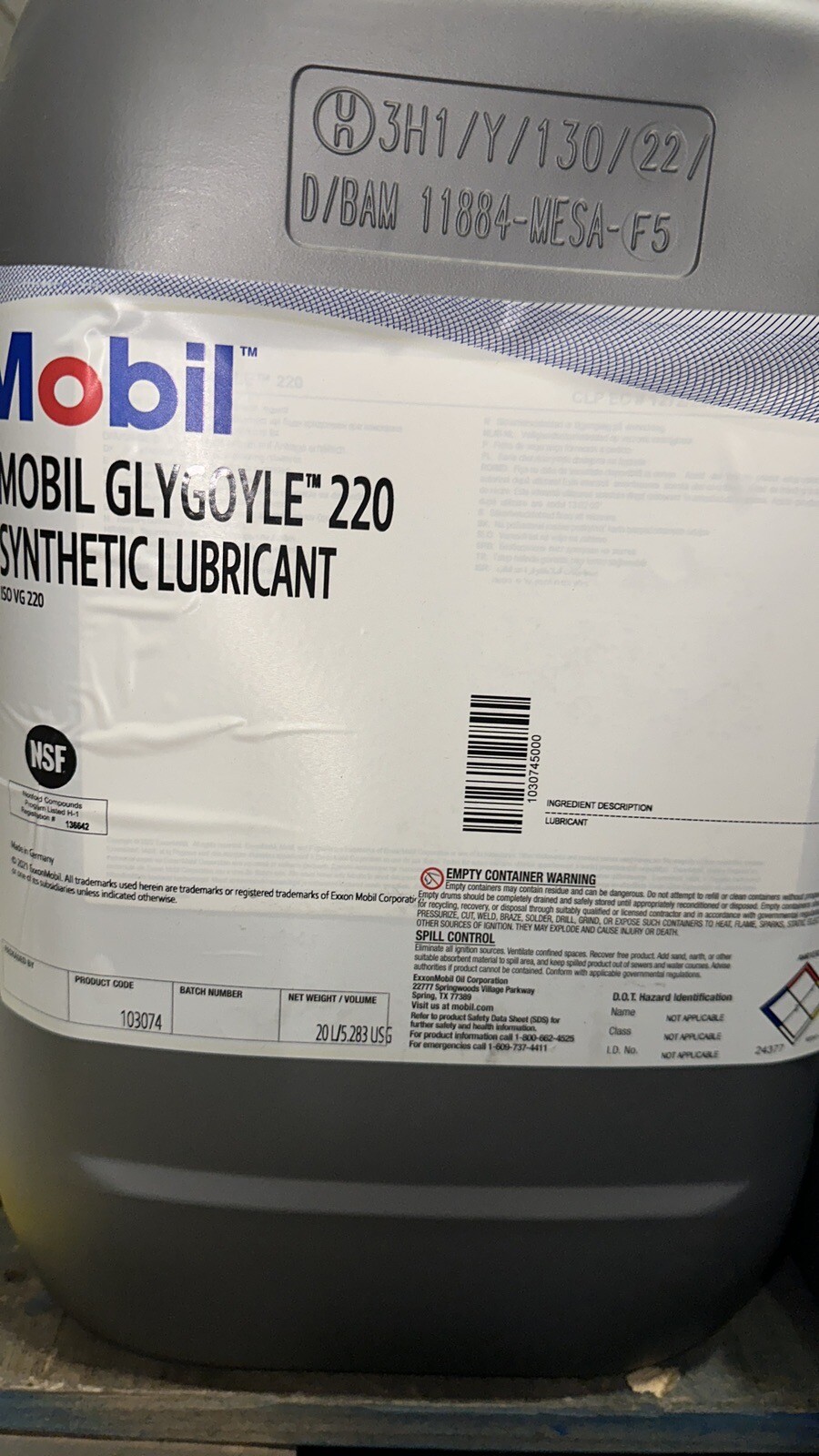 Mobil Glygoyle Synthetic Lubricant ISO 220. 20 L ***SALE***