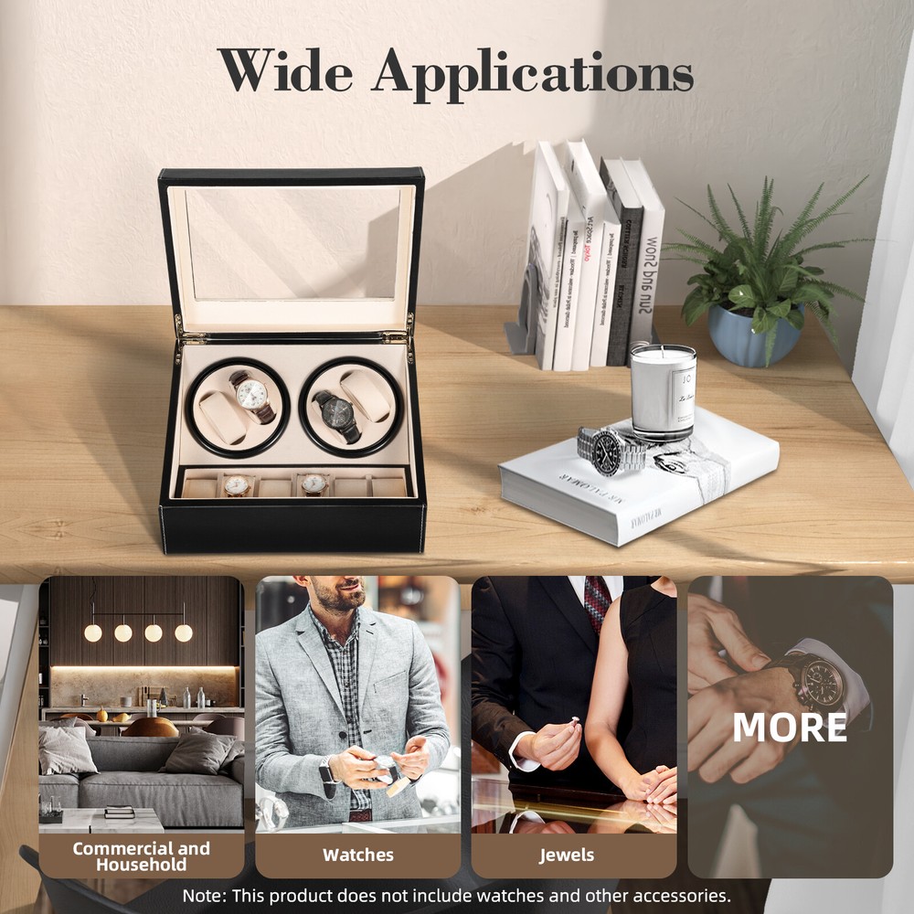4+6 Luxury Automatic Rotation Watch Winder Leather Storage Case Display Box Gift