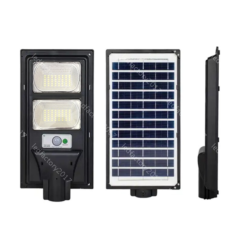 DIM Solar LED Street Light Sensor Dusk Timer Remote Control Cool White Yard 300W