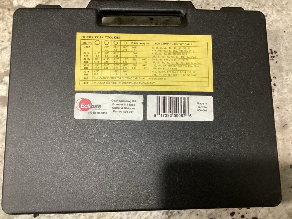 ECLIPSE 500-001 Pro's Kit Coax Crimping Kit- NEW