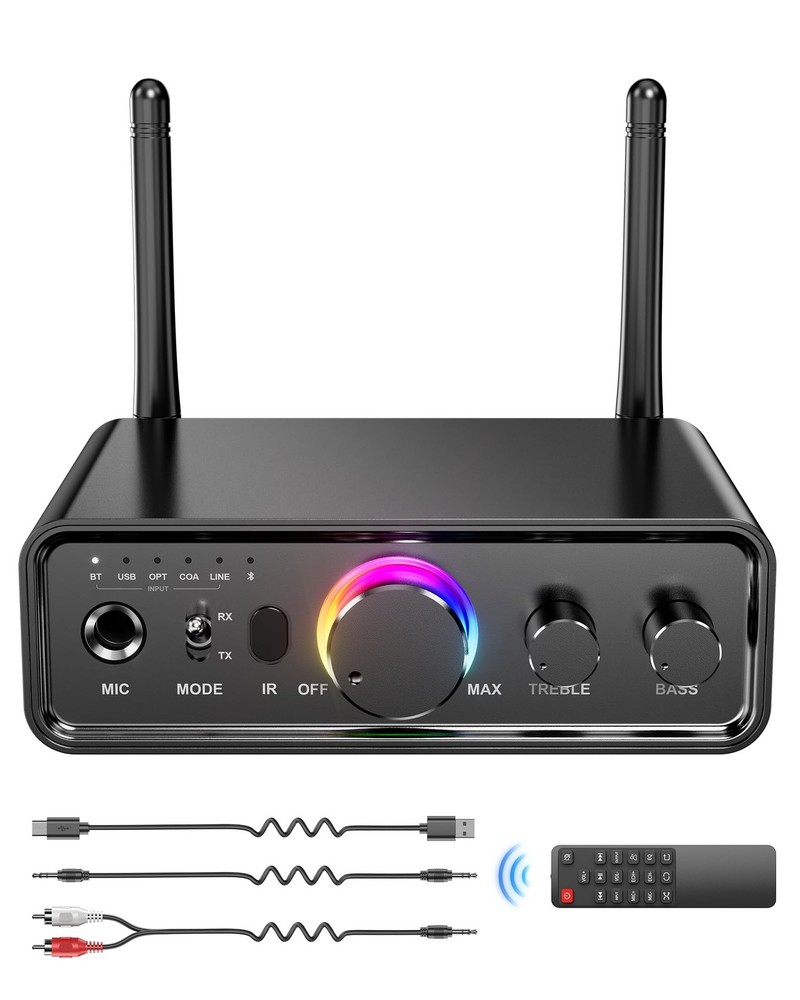 Bluetooth 5.3 Audio Transmitter Receiver for TV Home Stereo, high-Fidelity Wi...