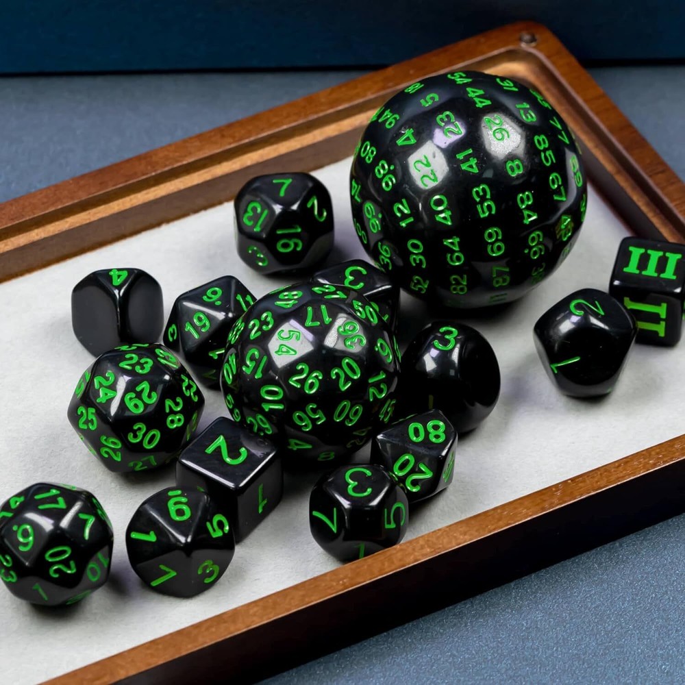 15 Pieces Complete Polyhedral DND Dice Set D3-D100 Spherical D&D Dice Set D100