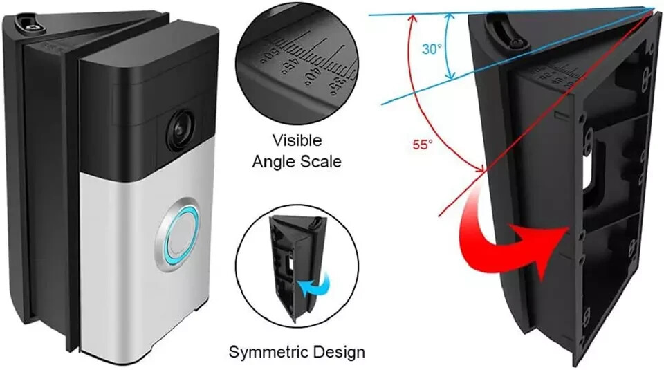 Adjustable Angle Mount Compatible Video Doorbell Mount Only