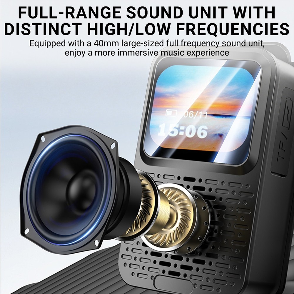 Portable Bluetooth Speaker Waterproof LED Touch Screen Wearable Smart Speaker