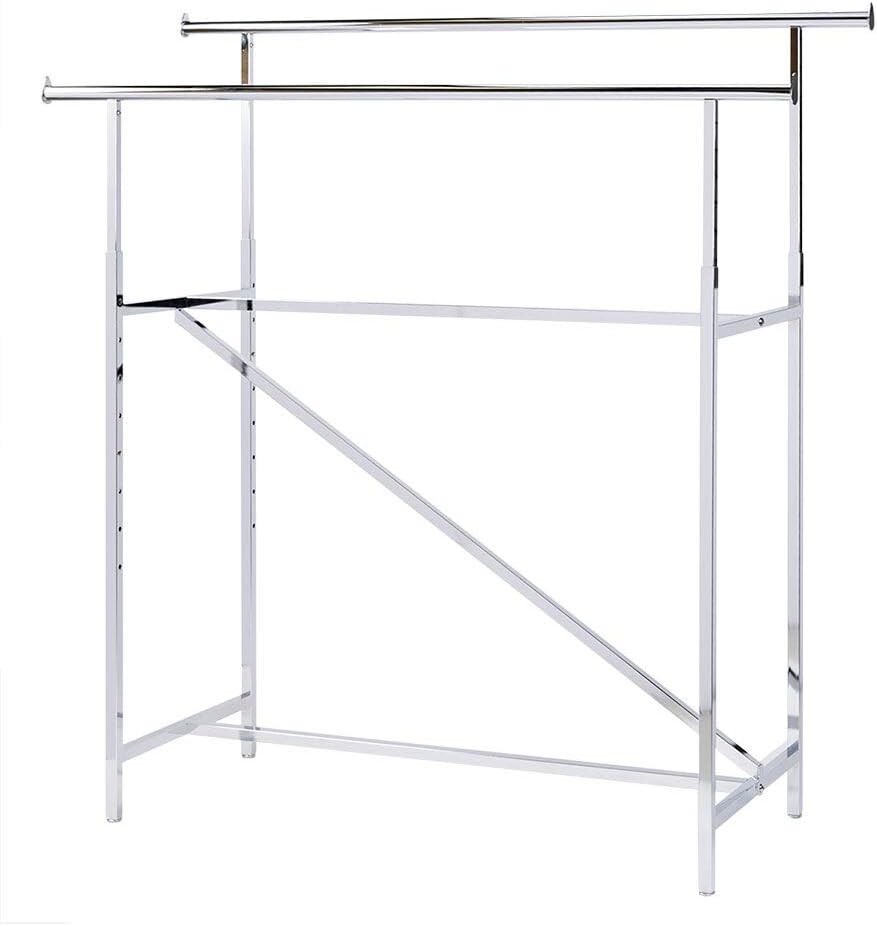 Clothing Rack Double Rail Bar Retail Clothes Salesman Garmet 300 LBS