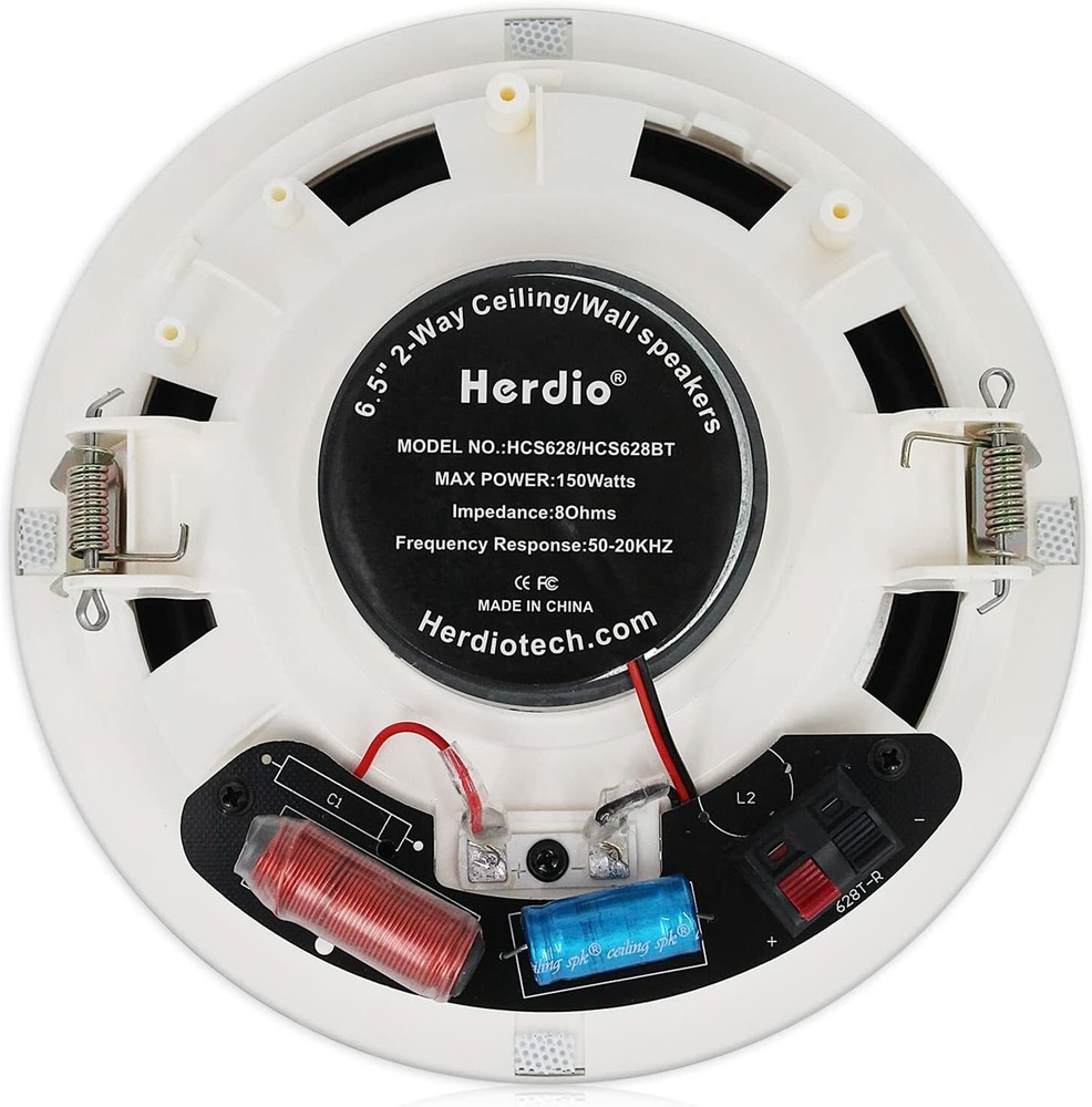 Herdio 4pcs 6.5" Flush Mount Speakers Waterproof Ceiling/Wall Bluetooth Speakers