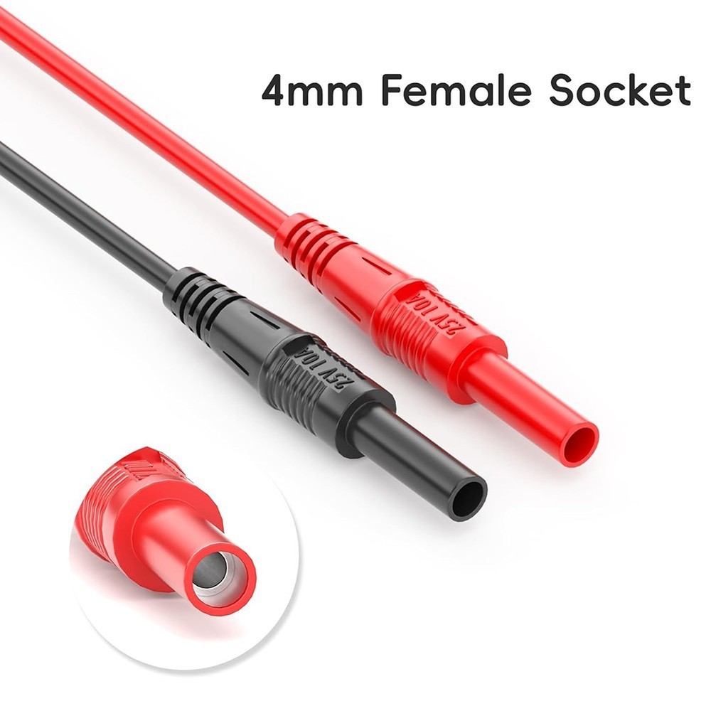 Flexible For Multimeter Testing Cables with Copper Hooks and Sockets 2PCs