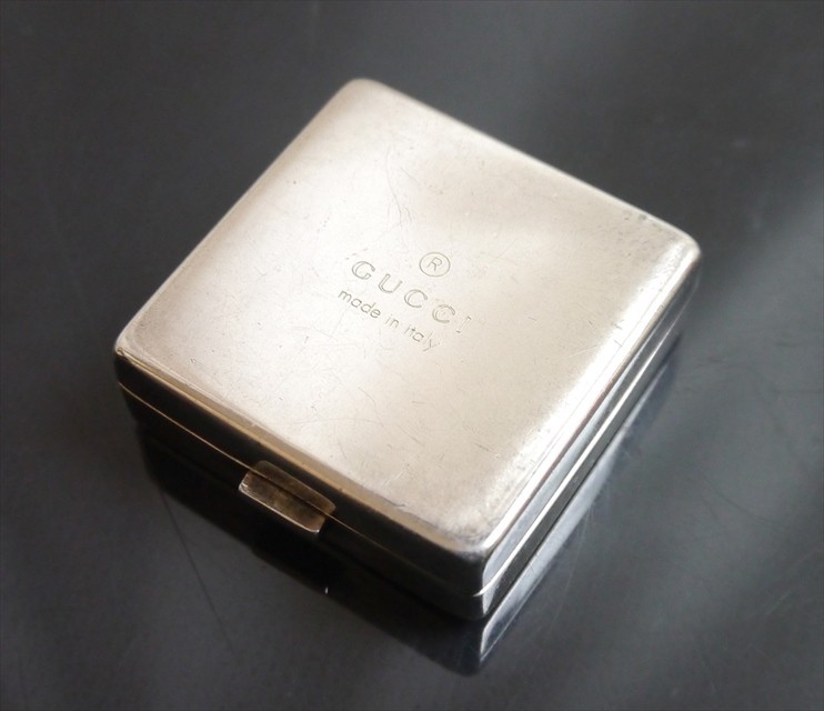 Authentic GUCCI Pill case Accessory case Sterling Silver #8795