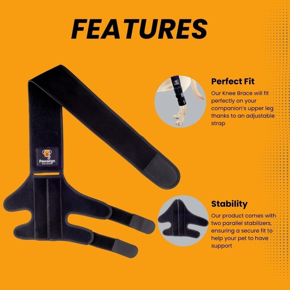Pawalign Dog Knee Brace Back & Front Support Black Small