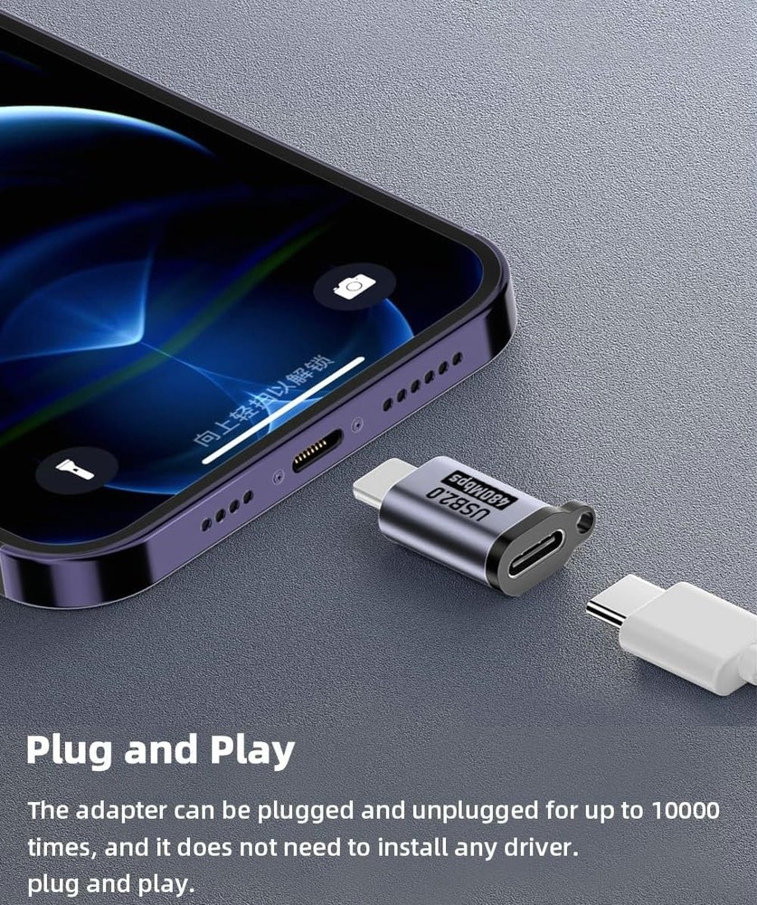 WITRN USB C/Lighting to Micro Adapter, Type C/Micro Metallic Gray