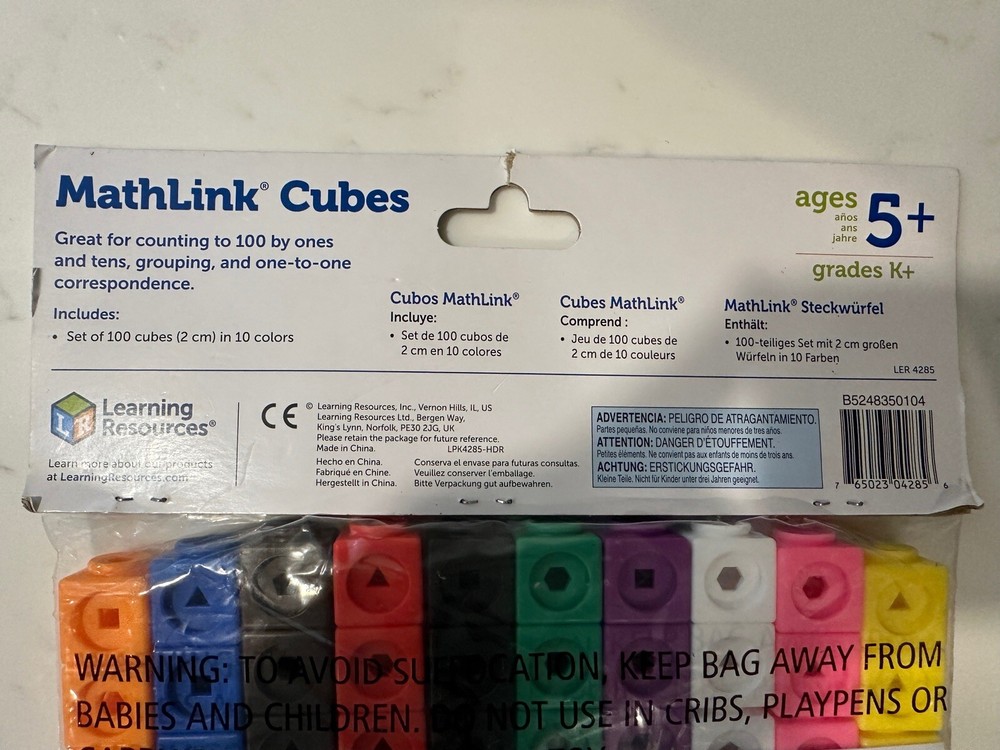 Mathlink Cubes - Set of 100 Cubes LEARNING RESOURCES STEM Activities ages 5+
