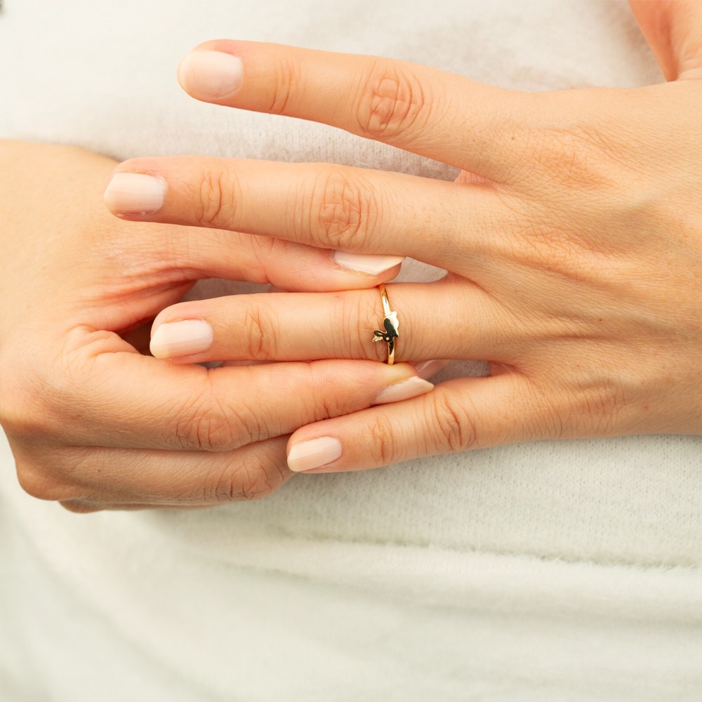 14K Solid Gold Rabbit Ring