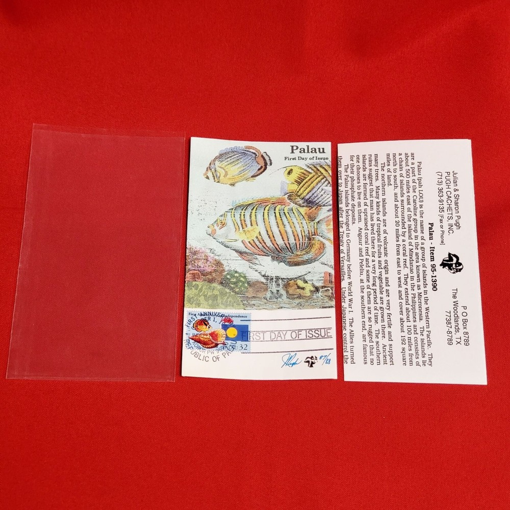 First Day of Issue Palau Stamp Cache Envelope Enclosure