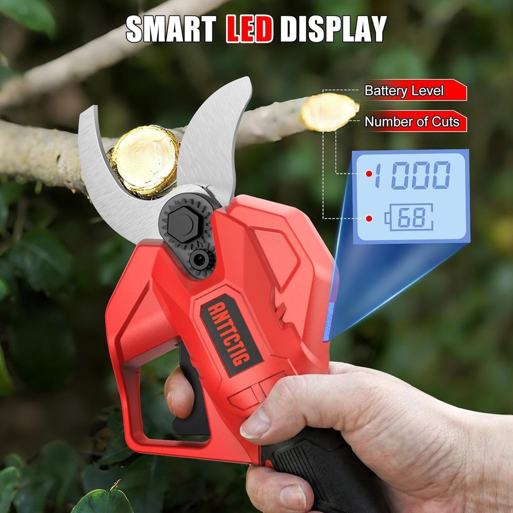 Cordless Electric Pruning Shears with 2.56 Inch Cutting Diameter & Extra Blades
