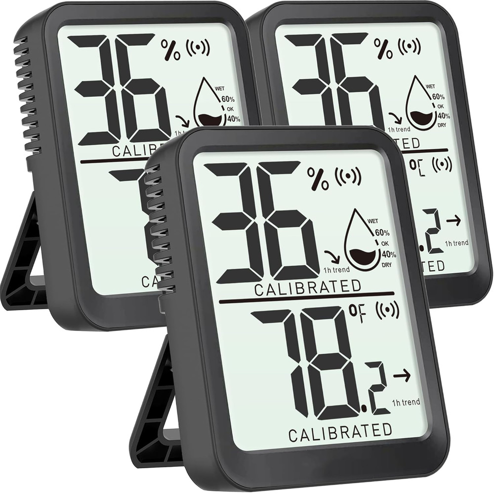 3 Pack Room Thermometer Indoor Hygrometer for Home, Digital Sensor Mini Humidity