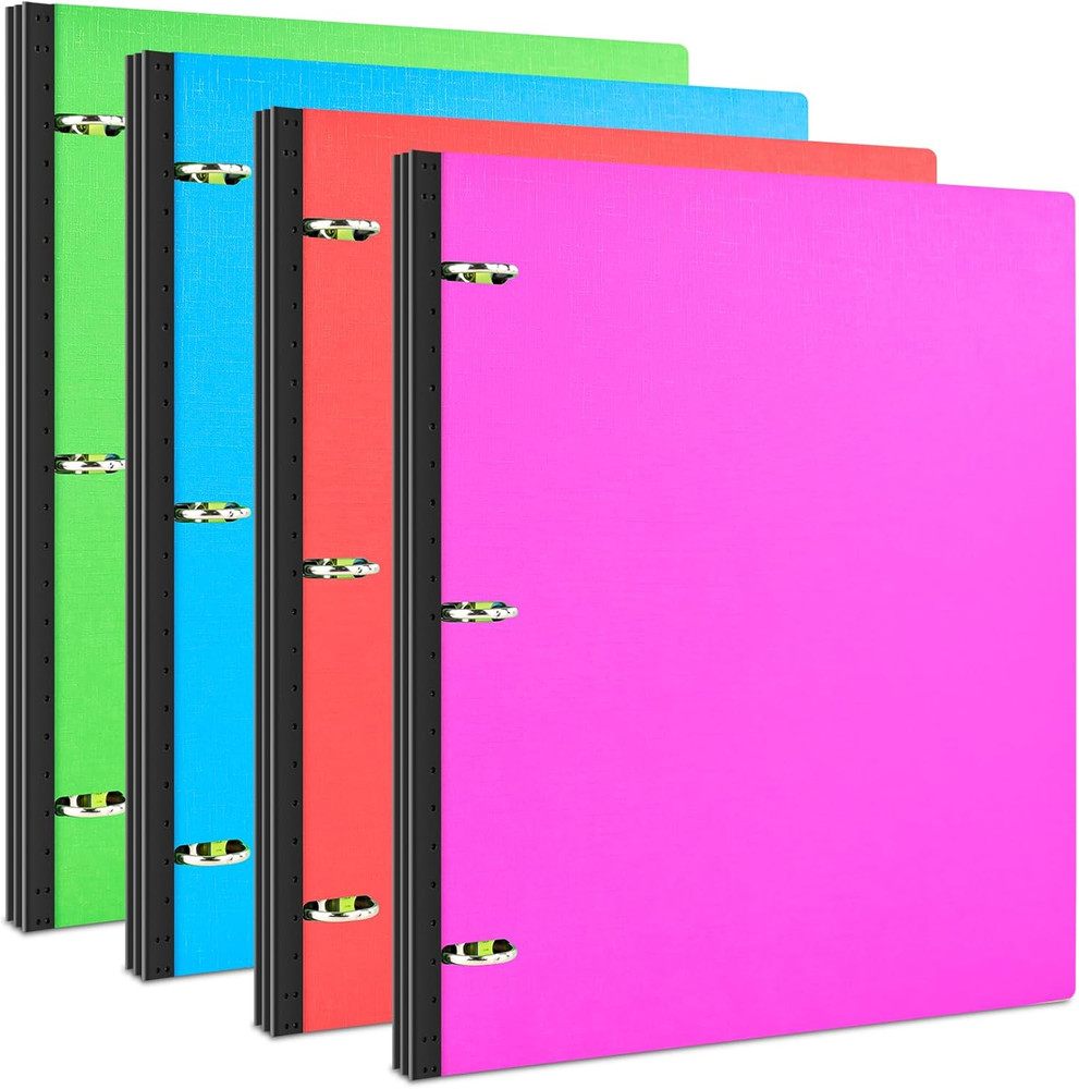 Telescoping 3 Ring Binder - 4PCS, Portable Plastic 3 Ring Binder with Telescopin