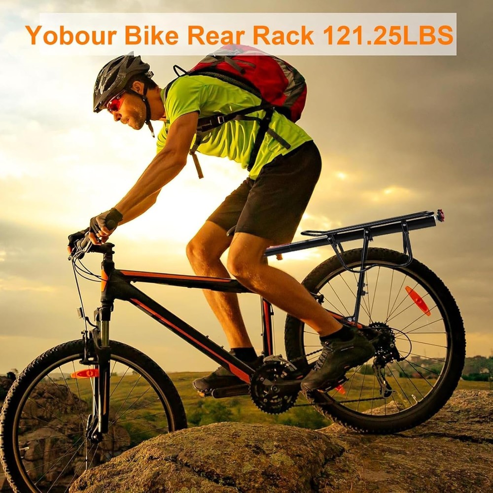 Rear Bike Rack Bicycle Cargo Rack Quick Release Adjustable, Quick Release Mou...