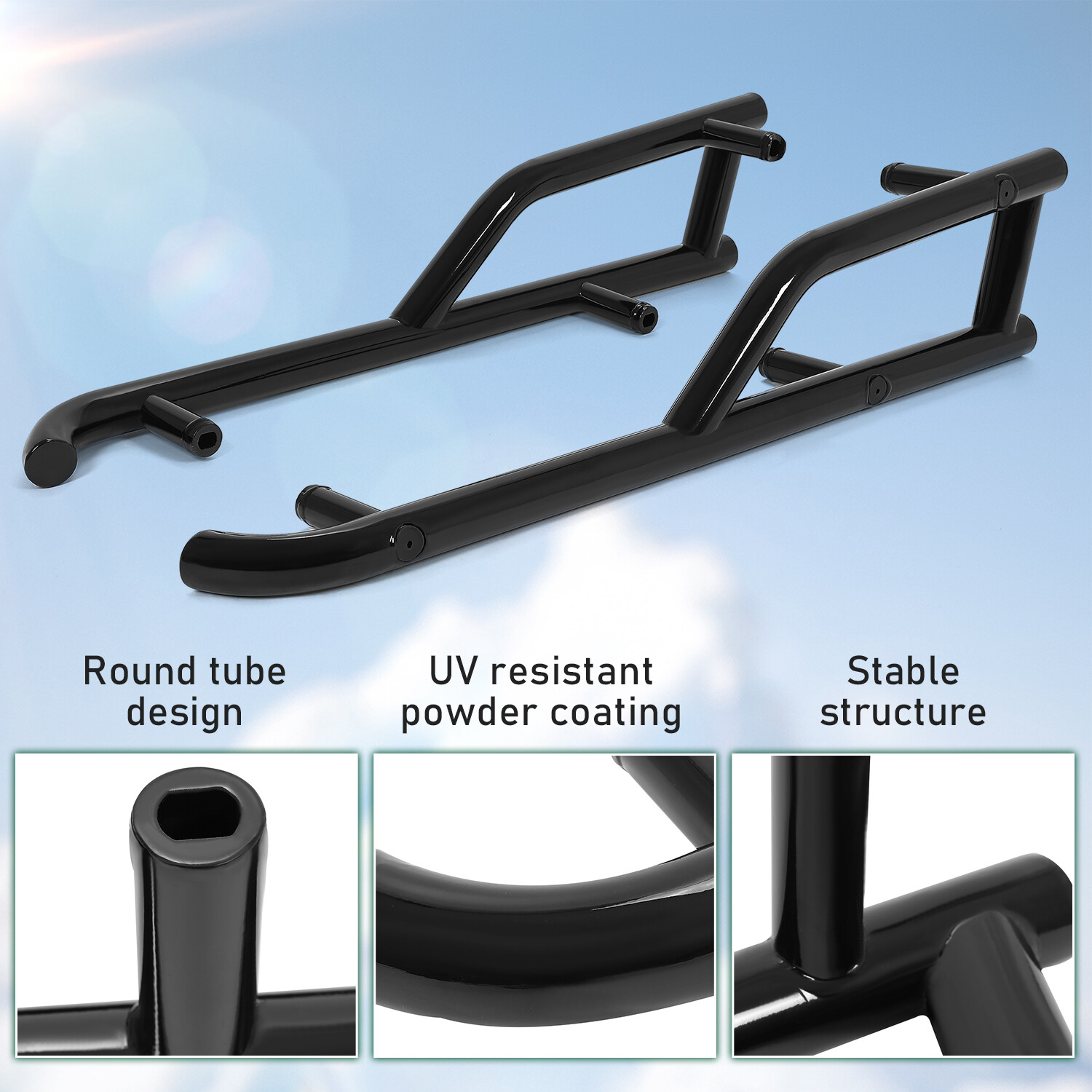 For Polaris General 1000 2016-2025 Steel Kick Out Nerf Bar Rock Sliders 2-Seat