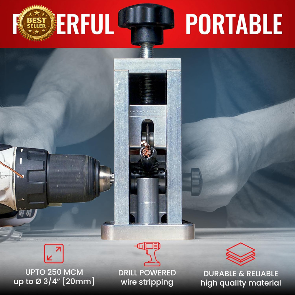 Drill Powered Wire Stripper Machine Ø3/4” Portable Copper Cable Stripping