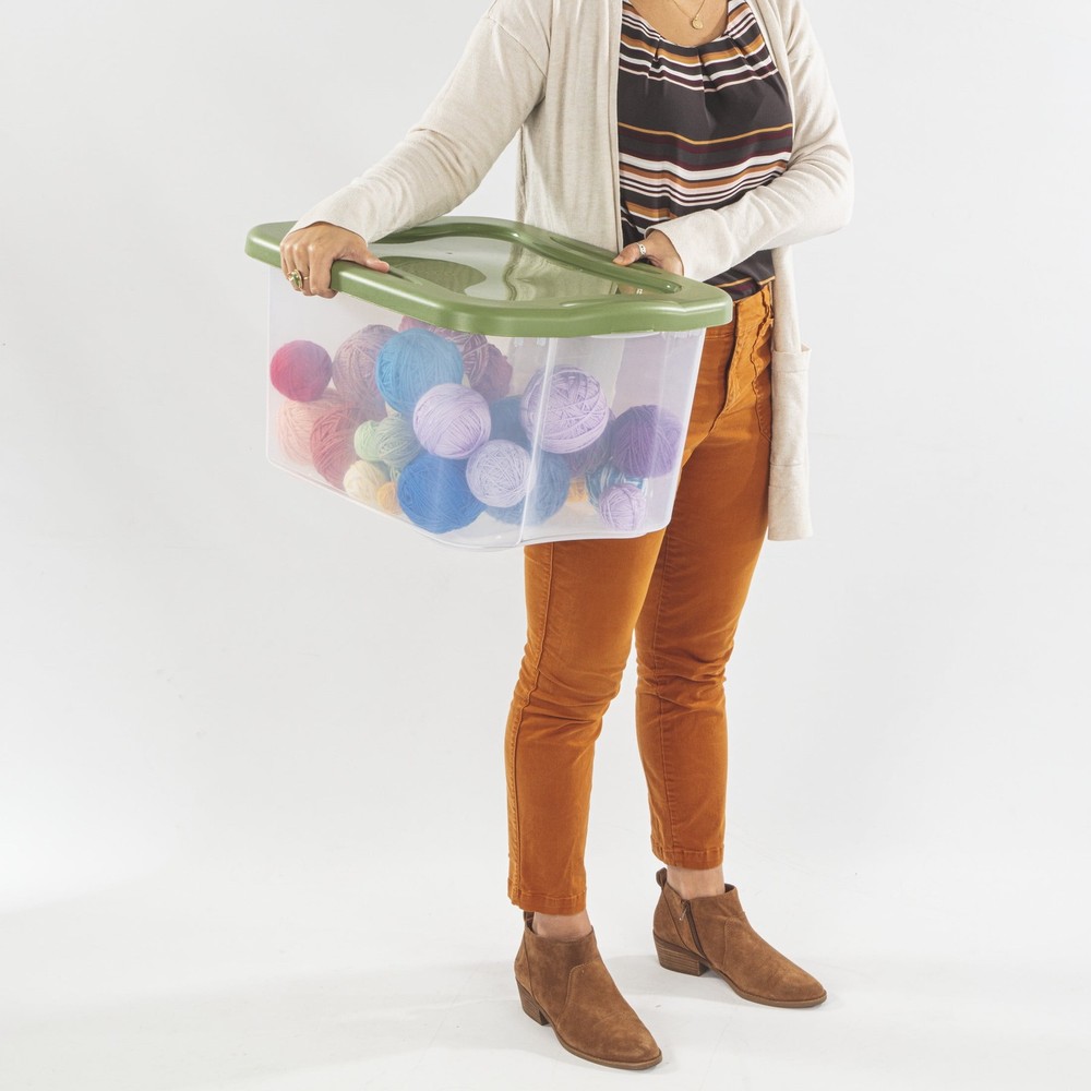 EZ Carry Storage Bin 40 Quart Clear Plastic Storage Container W/ Full-Grip