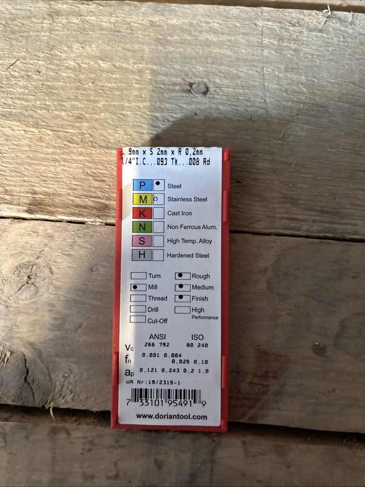 5pc DORIAN Tool TDEX-090202 Carbide Inserts 73310195491