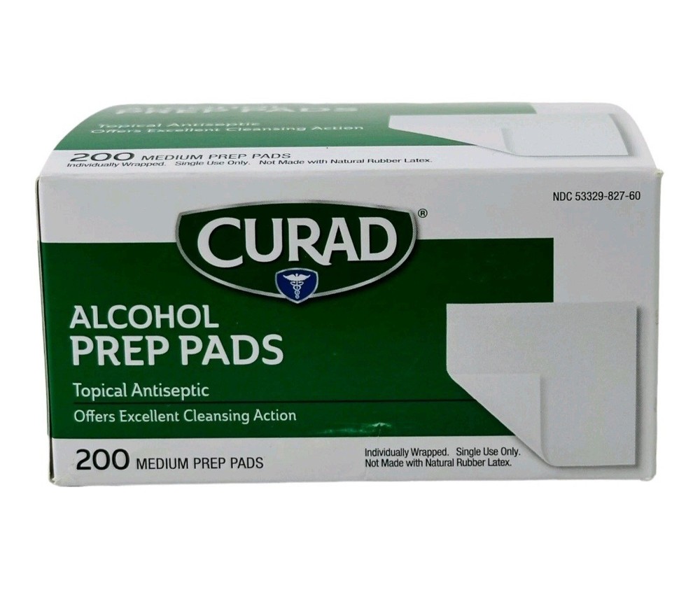 200 Count Curad Medium Alcohol Prep Pads, Individually Sealed