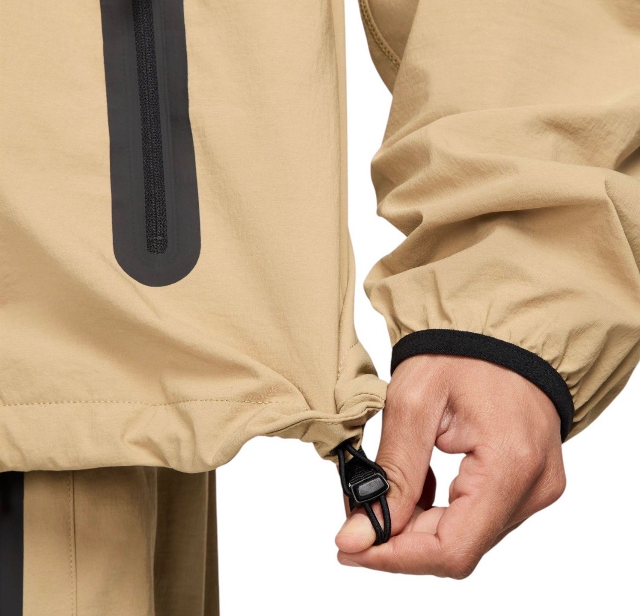 NEW Nike Men's Size XL Tech Windrunner Woven Jacket Hoodie Parachute Beige Black