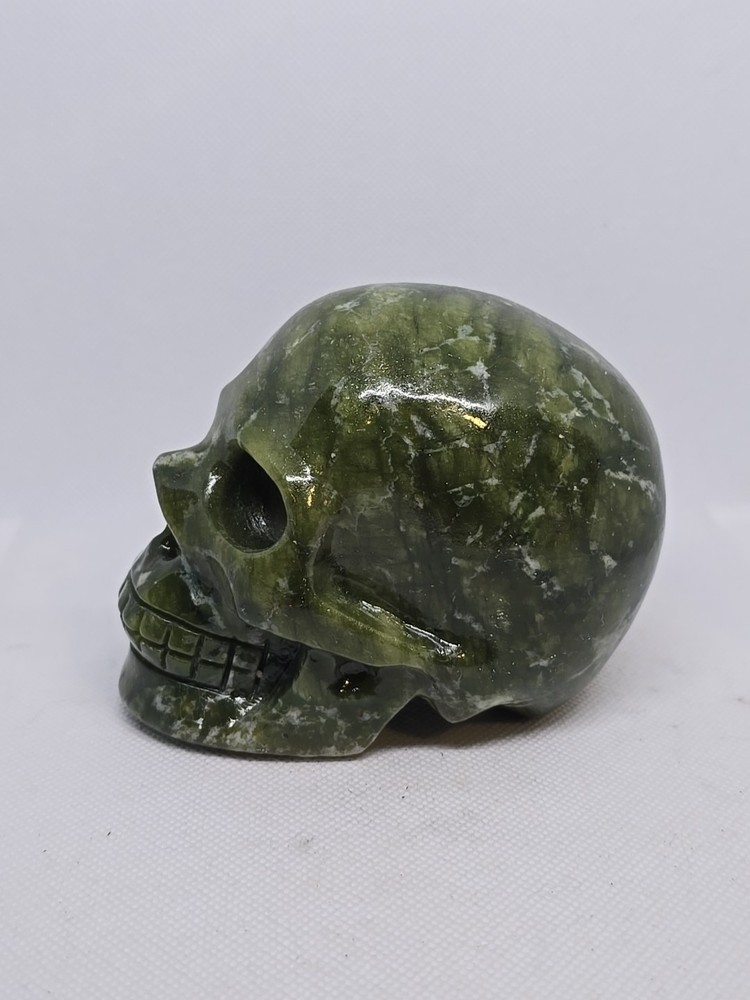 Large Carved Serpentine Jade Skull