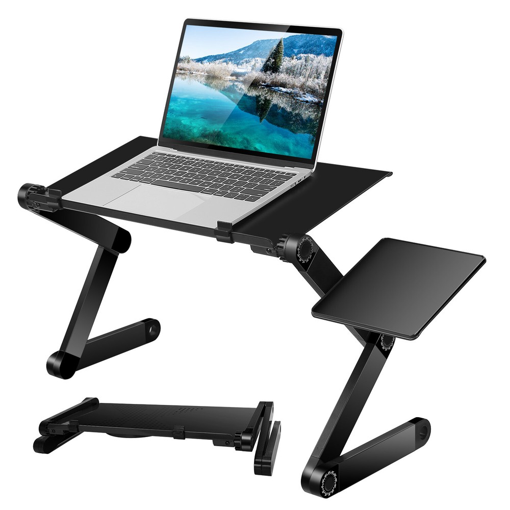 Folding Laptop Table Computer Desk Stand Bed Sofa w/Mouse Pad Adjustable Legs