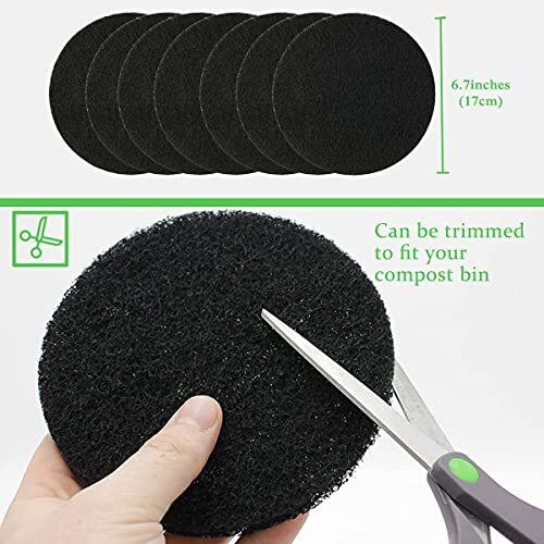 Kitchen Compost Bin Charcoal Filter Ceramic Pail Activated Carbon, 7Pieces Set