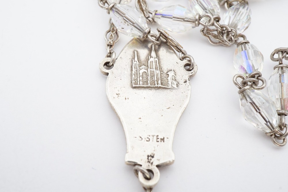 Vintage Sterling Silver 925 Rosary Crystal Beads 40"