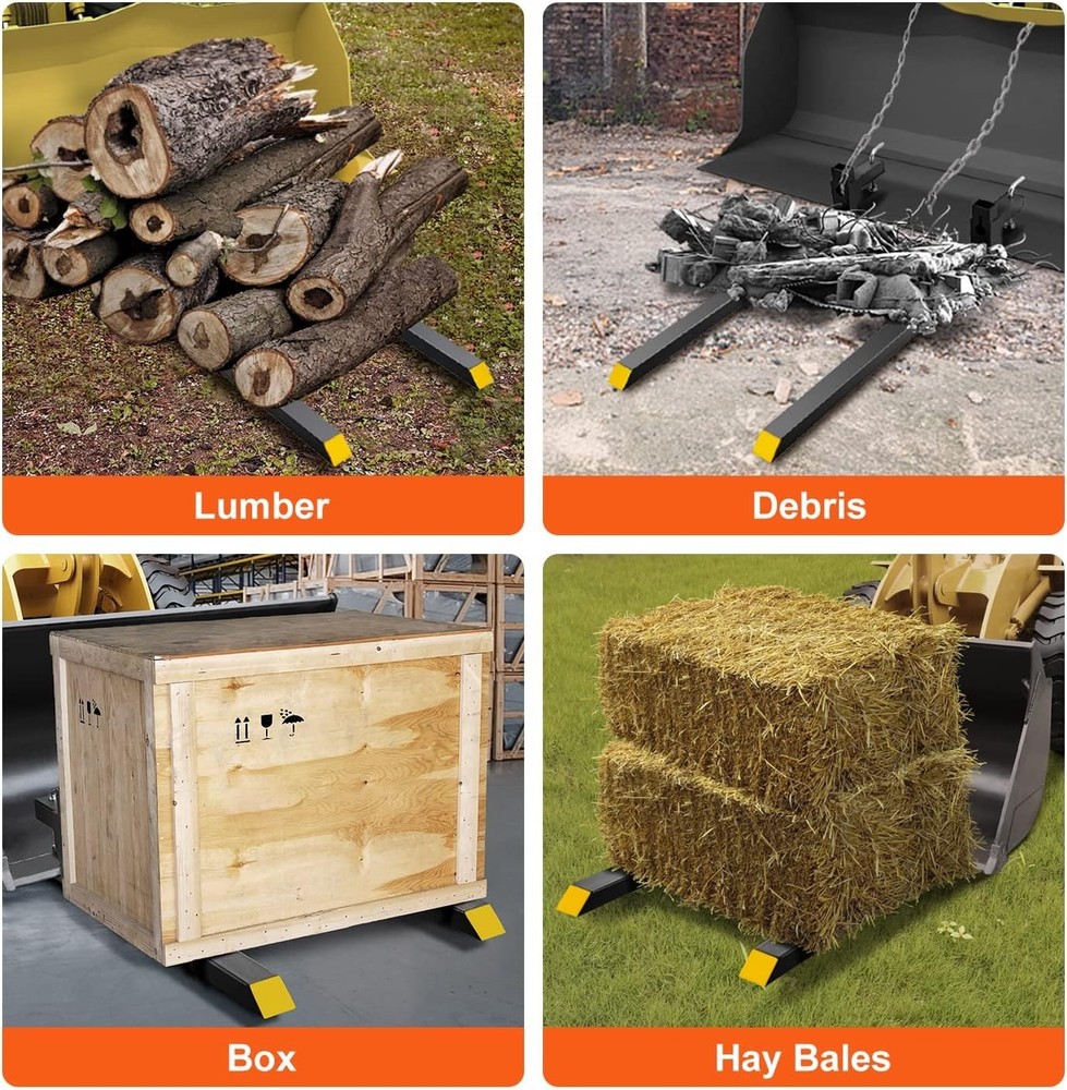 Quick Attach Pallet Forks for Tractors, 2000lbs Lifting Capacity, Easy Install