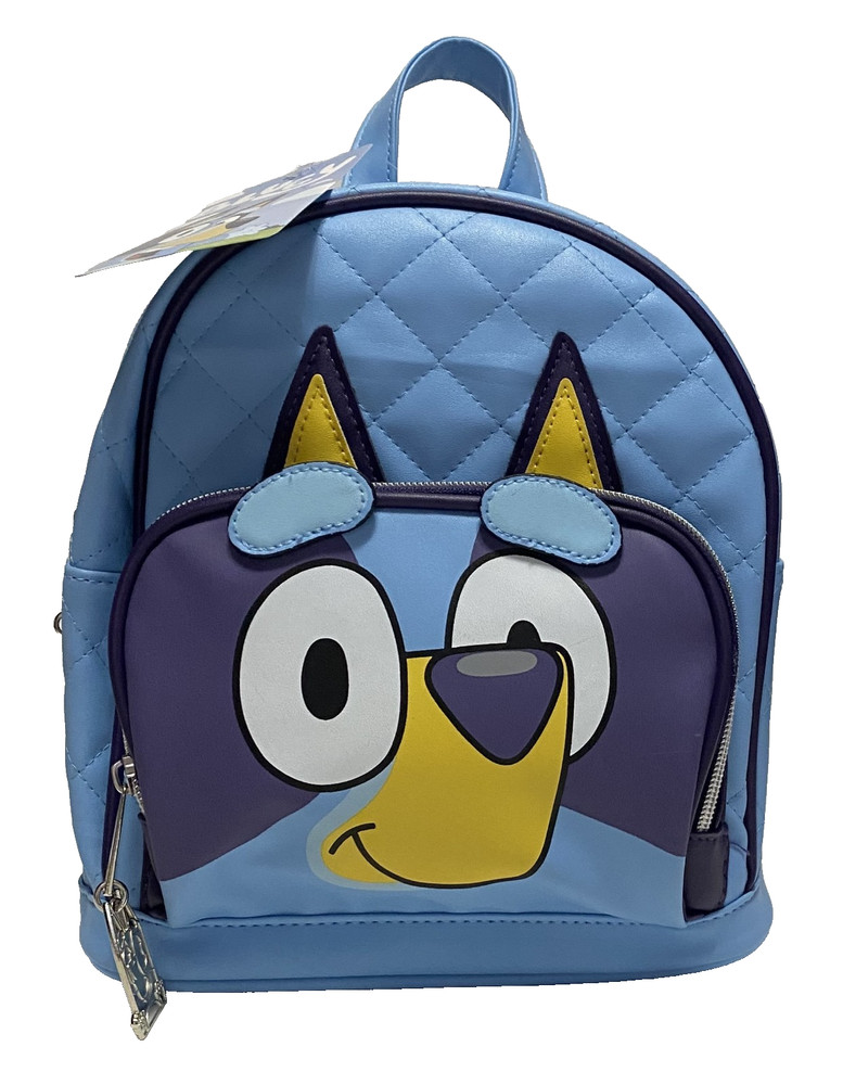 Mini Backpack Bluey 9" x 10" x 5" Lined Adjustable Straps Light Blue