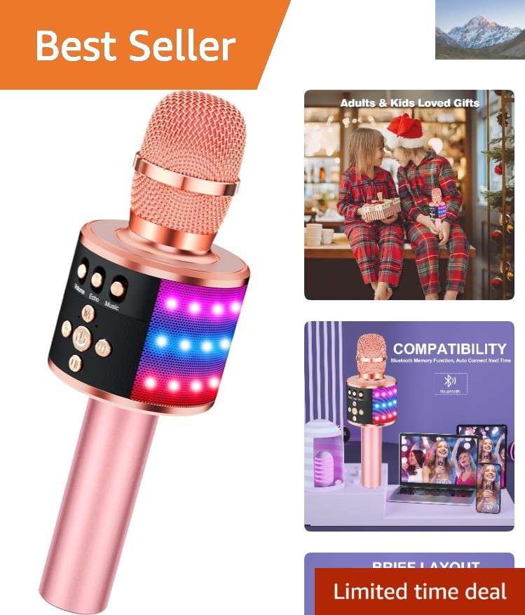 Multicolor LED Microphone for Karaoke with Echo & Bluetooth - Ideal for Parties