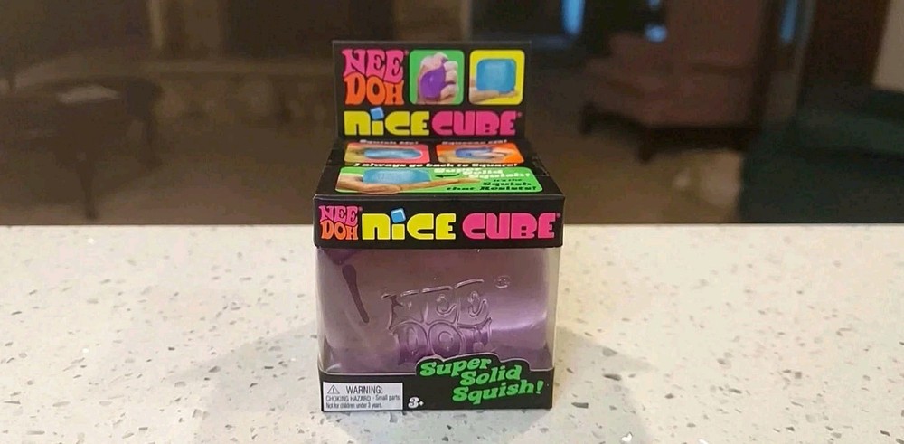 Nee Doh~Nice Cube Super Solid Squish Squeezable Stress Sensory Toy Purple~SEALED