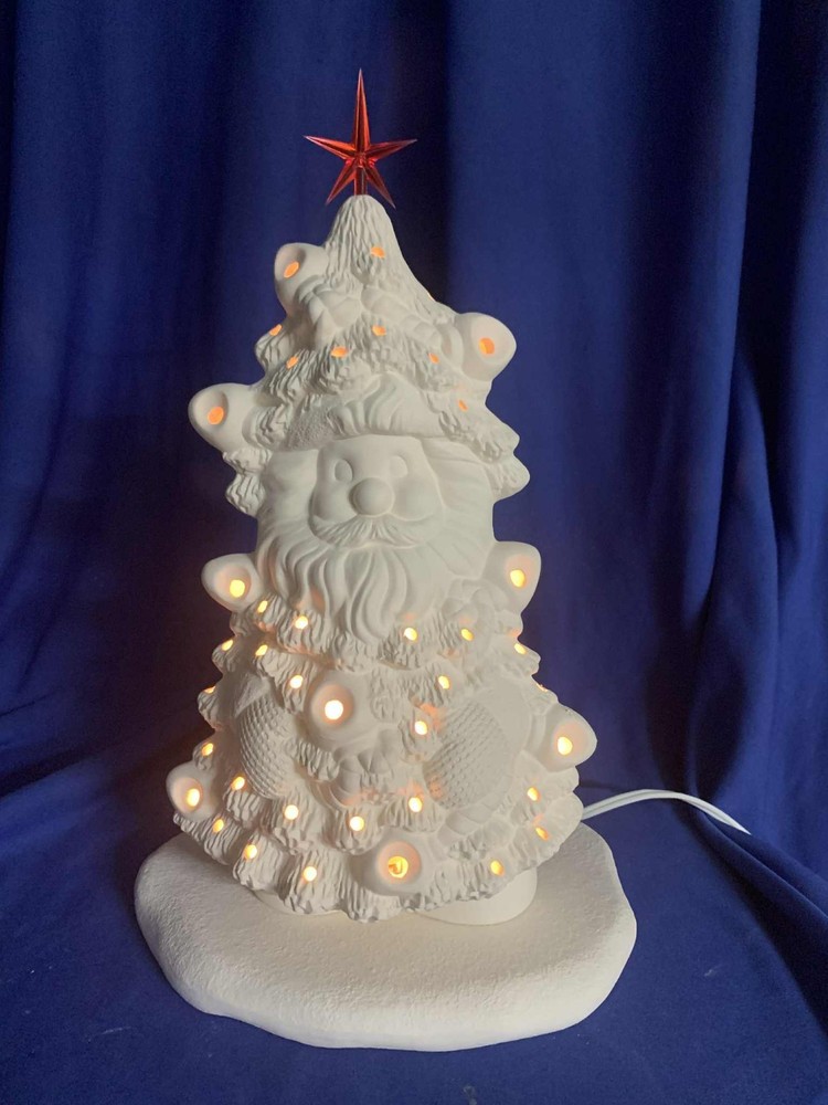 10" Santa Tree & base w/ light kit ceramic bisque