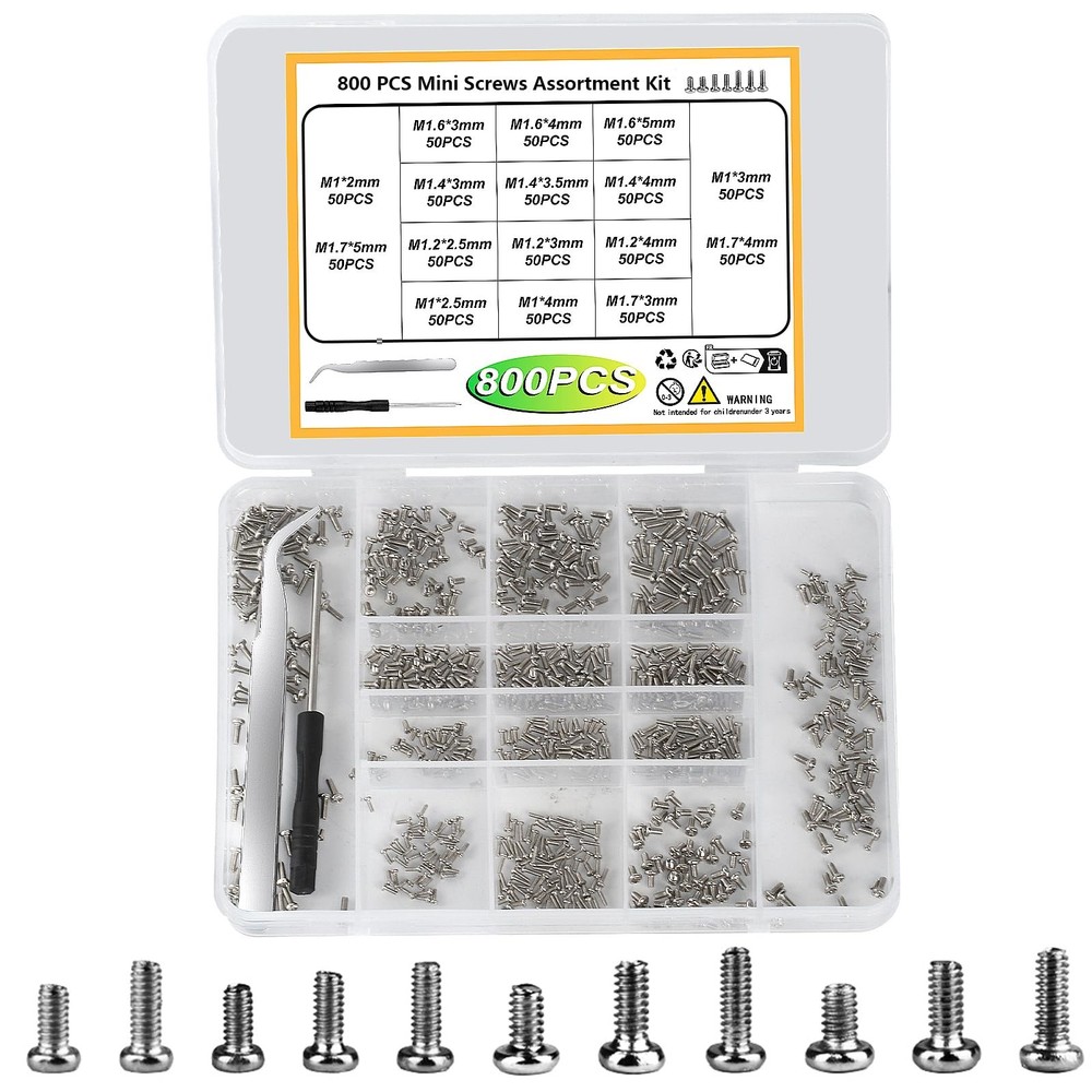 Tiny Screws for Electronics, 800 pcs Mini Micro Small Phillips Pan Head...