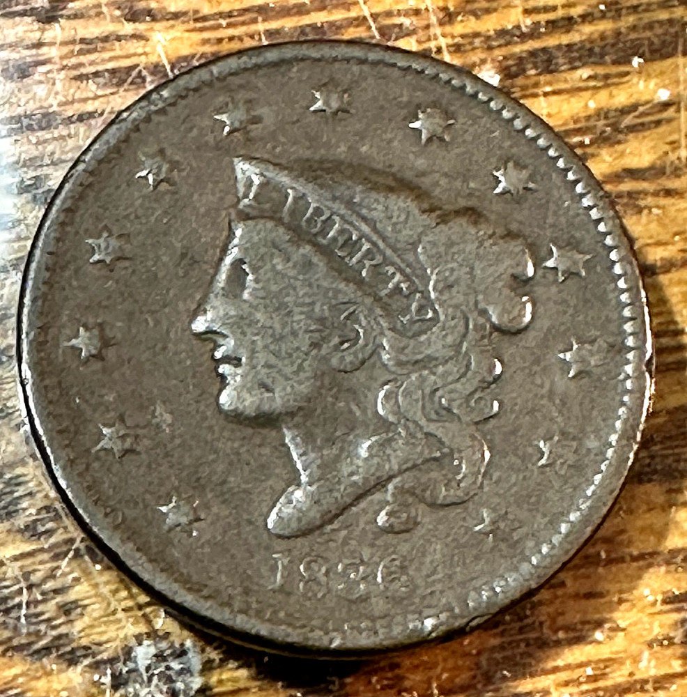 1836 Large Cent Nice Original Brown Fine CHRC