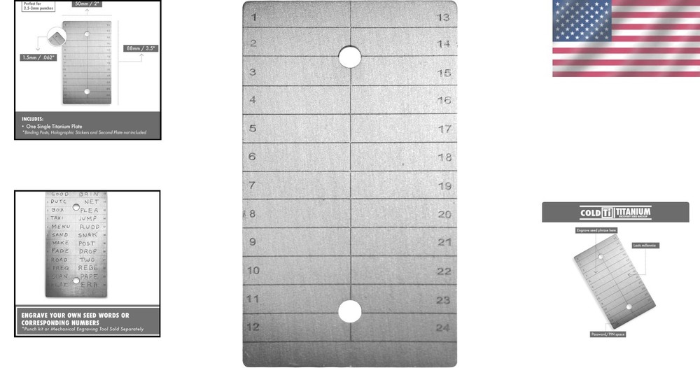 Titanium Crypto Seed Plate - Secure Storage for Bitcoin & Ethereum