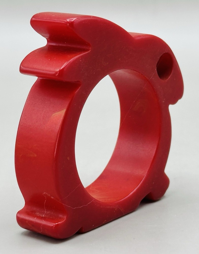 Vintage Mid-century Bakelite ruby red rabbit napkin ring