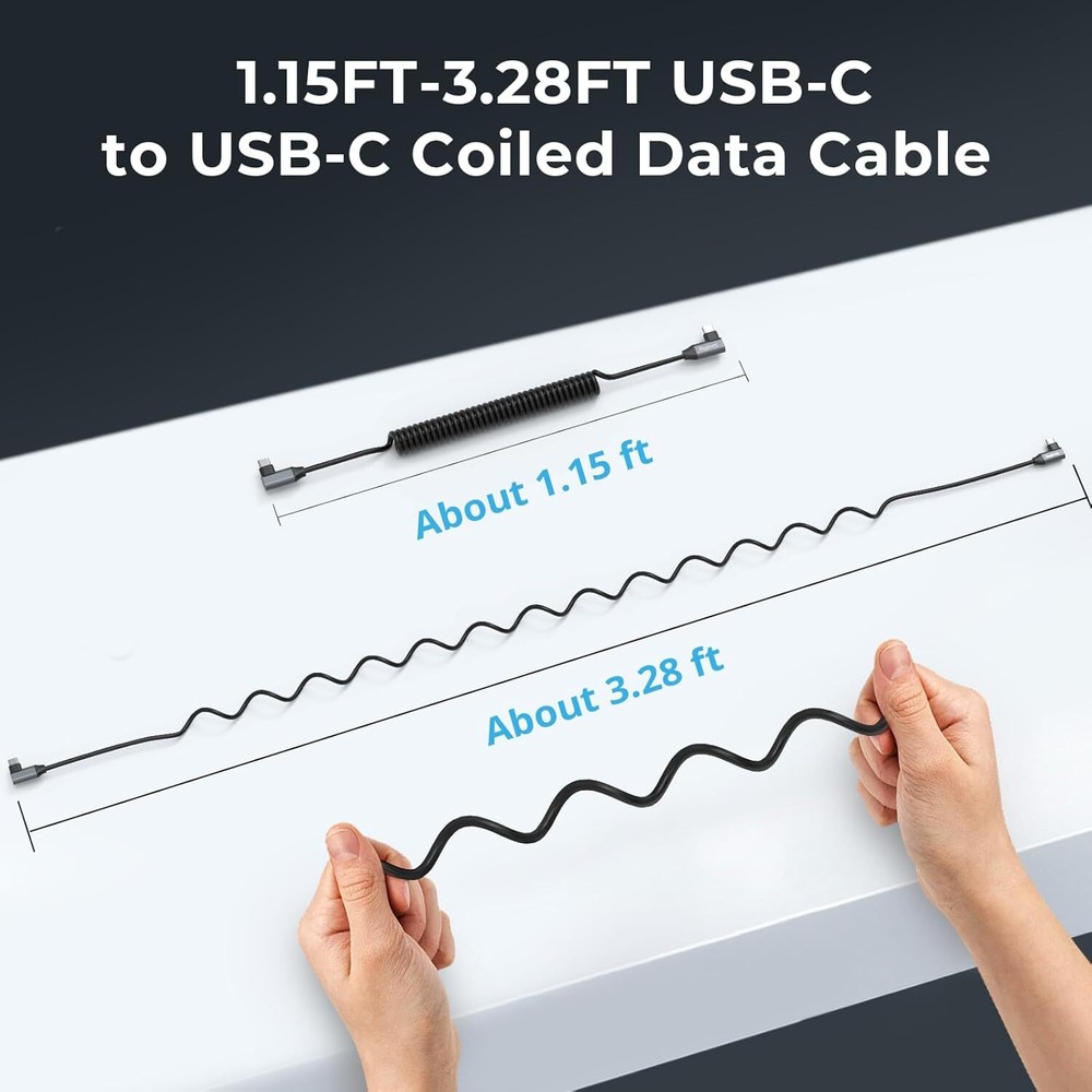 SmallRig USB-C (Straight/Angled) to USB-C (Angled) Coiled Data Cable 4793