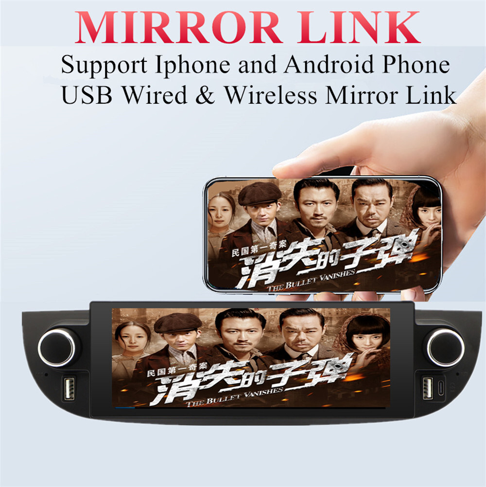 6.86in Touch Screen Car Radio Player USB RDS 4+32G Fit For Fiat 500 2007-2018