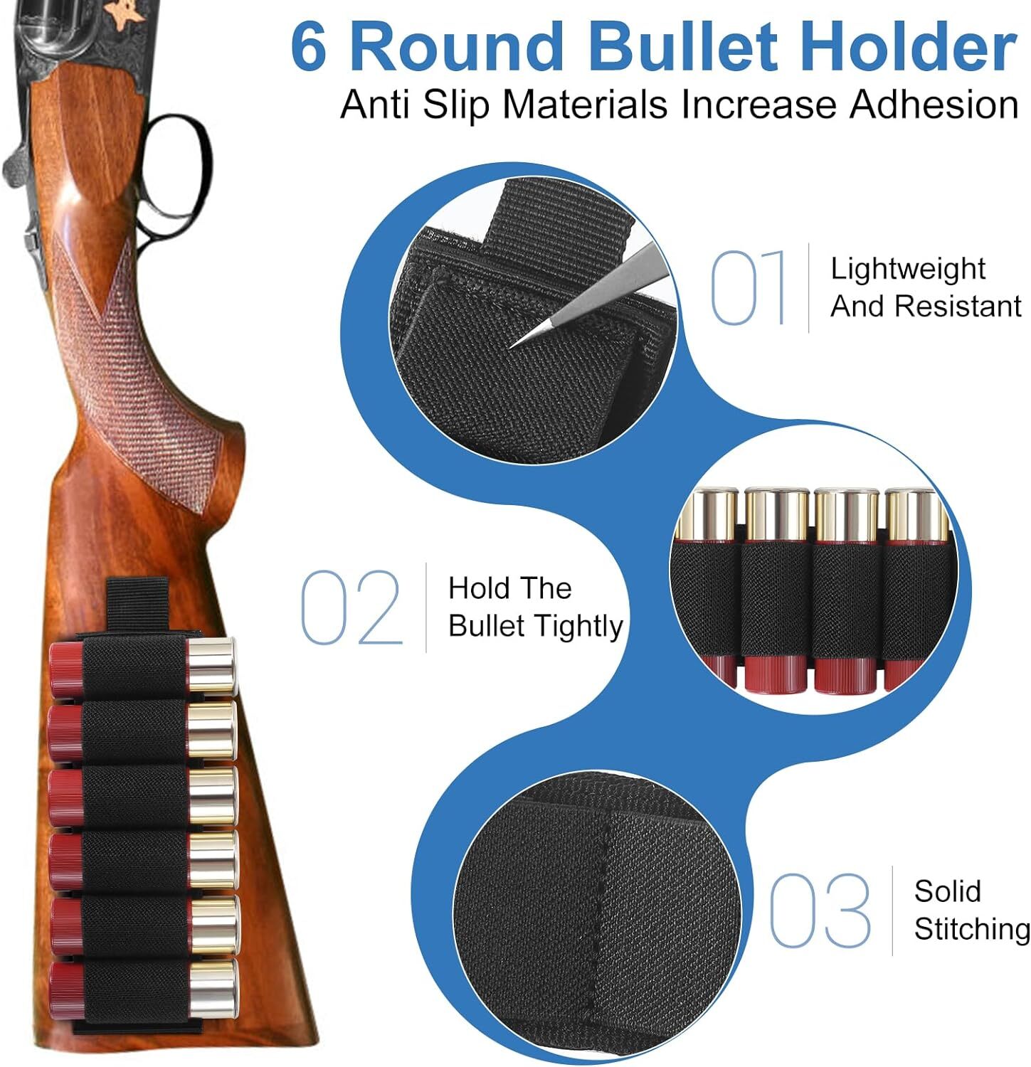 Tactical Molle 6 Rounds Shotgun Shell Holder Ammo Carrier Pouch for 12/20 Gauge