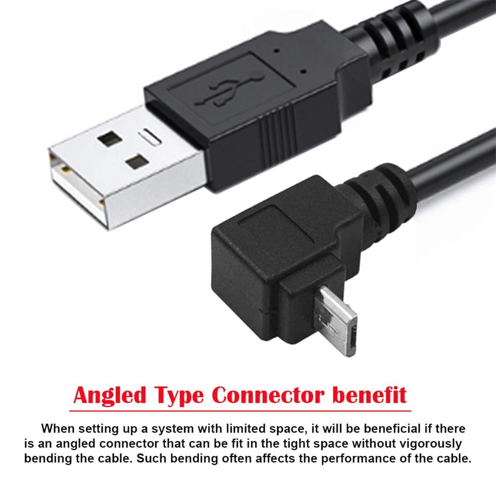 UP Down Angled 90 Degree Micro USB 2.0 Type 5Pin to USB 2.0 Type-A Data Char...