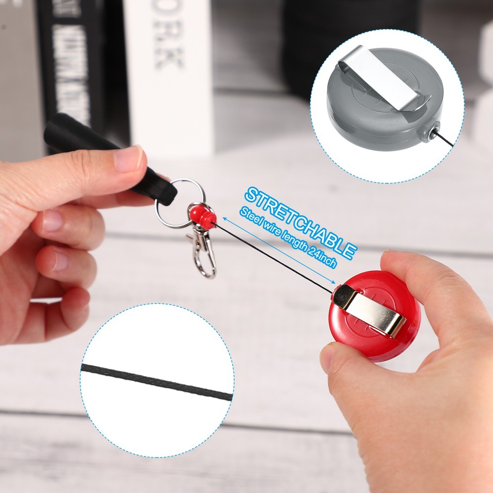 Retractable Pen Holder, 8pcs Pull Pen Pencil Holder Elastic Silicone, Gray