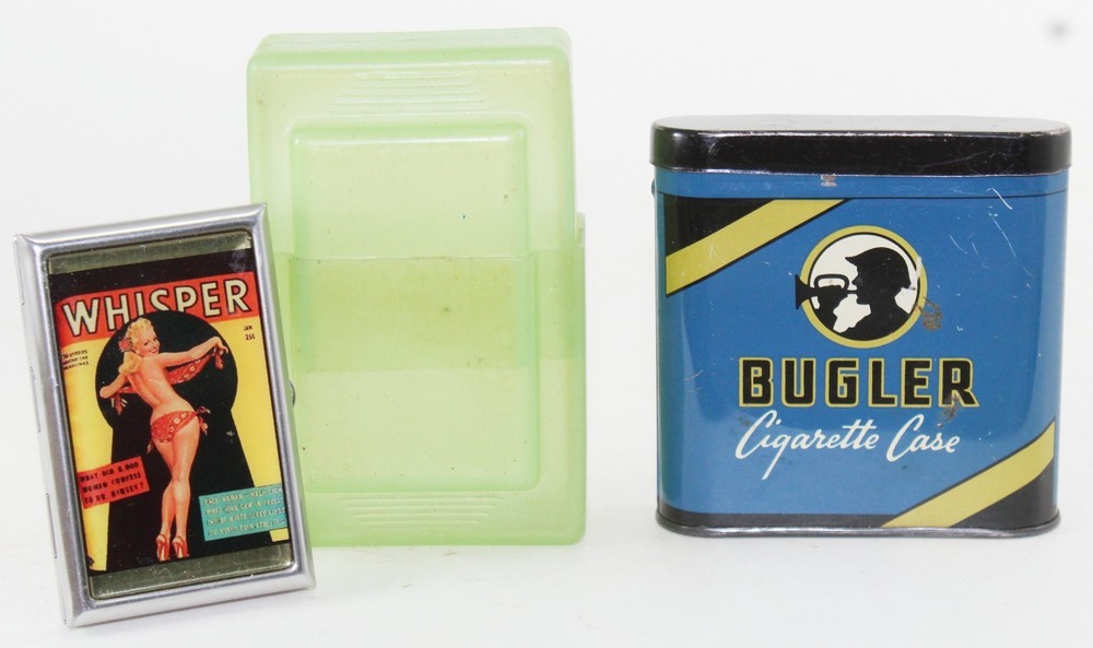 3 Cigarette-Cases-Tin/Plastic/Chrome