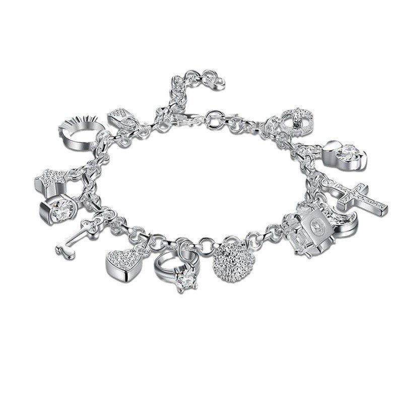Women's Charm Bracelet with 13 Pendants Fashion Alloy Jewelry