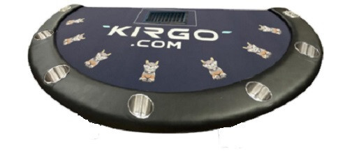 84" Blackjack Table, Folding Metal Legs, black felt, replaceable felt & armrest